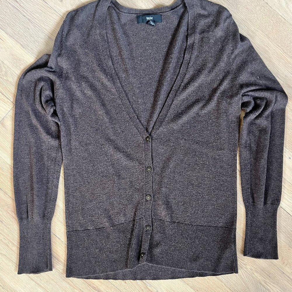 Mossimo Womens V-Neck Sweater Cardigan Brown Sz M